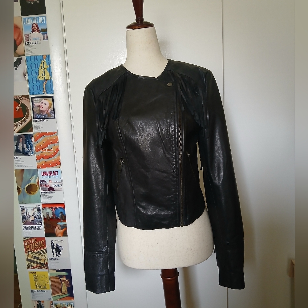 Y2K Banana Republic Genuine Leather Moto Styled Cropped Jacket
